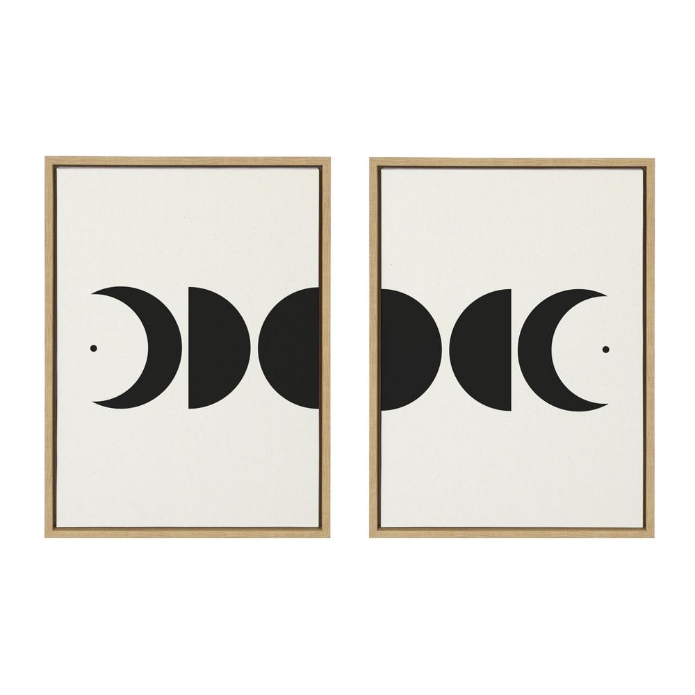 Modern Geometric Moon Phases Black and White Canvas Art Set