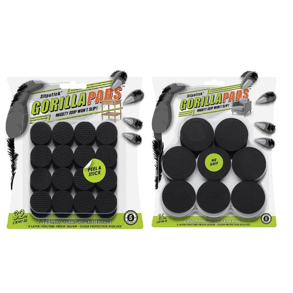Slipstick GorillaPads 1 in. and 2 in. Round Gripper Pads (48-pack)