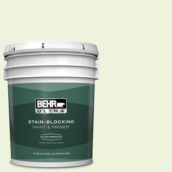 BEHR ULTRA 5 gal. #430C-1 White Willow Extra Durable Semi-Gloss Enamel Interior Paint & Primer