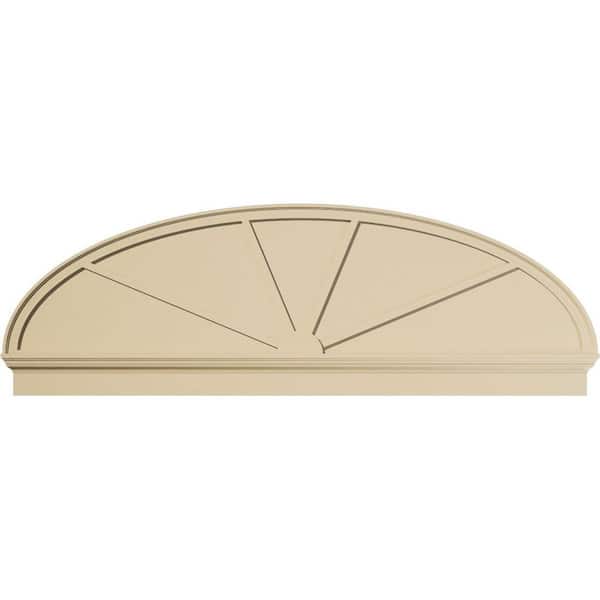 Ekena Millwork 82 in. W x 27-3/8 in. H x 2-3/4 in. P Elliptical 4 Spoke Signature Urethane Combination Pediment, Primed Tan