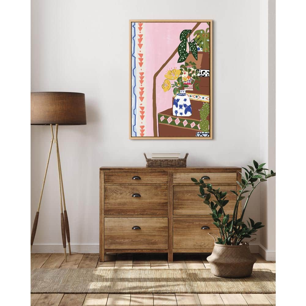 Sylvie Bohemian Stairs Pink and Green Canvas Print
