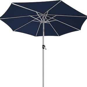 11 ft. Aluminum Outdoor Market Umbrella Patio Umbrella, 60 Months Fade-Resistant and Push Button Tilt in Navy Blue