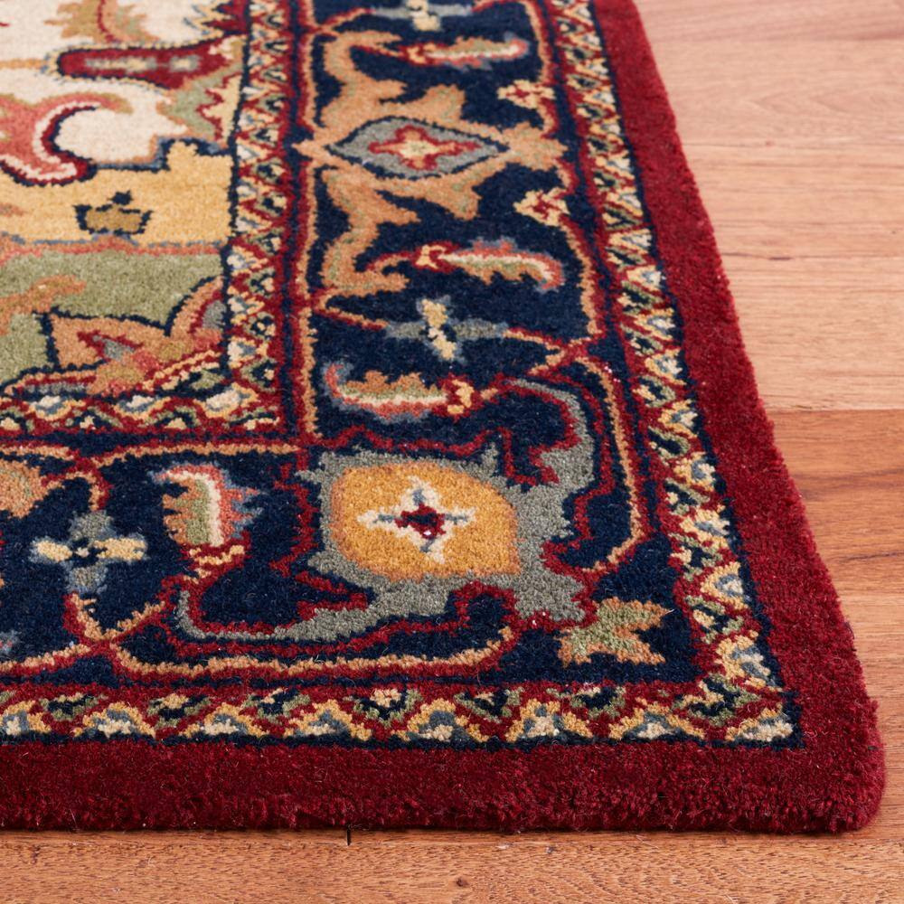 Elegant Heritage Square Red Wool 6' Tufted Area Rug