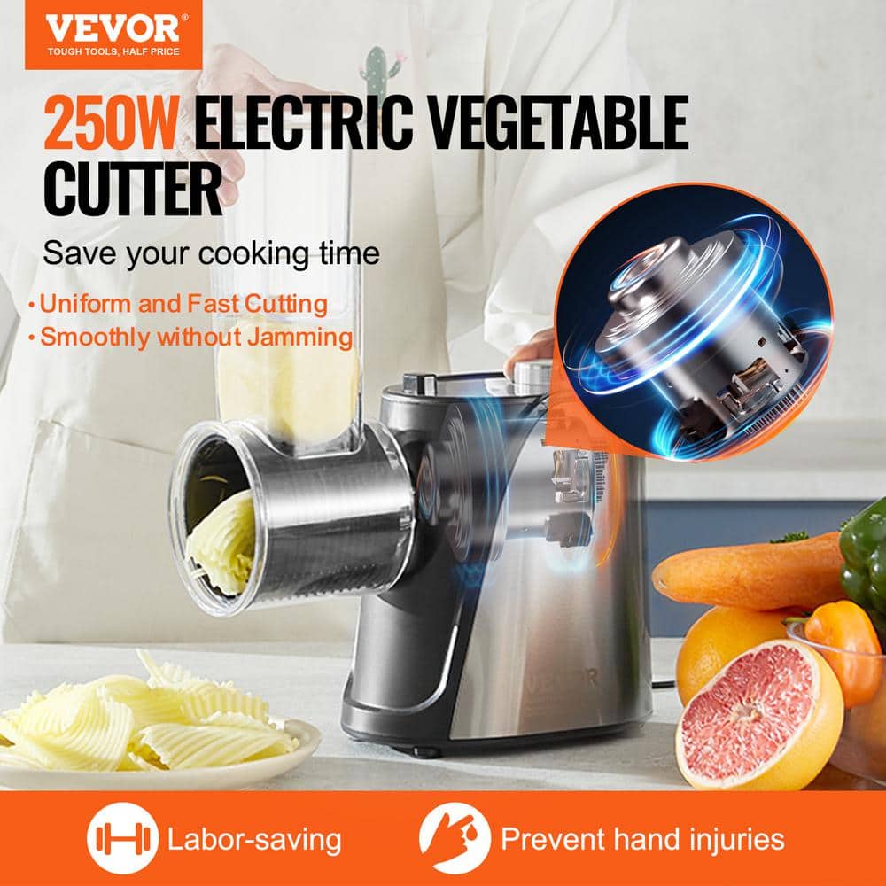 Stainless Steel 250W Electric Cheese and Vegetable Slicer with 5 Blades
