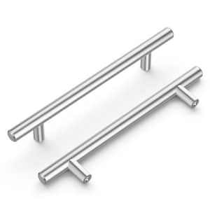 Bar Pulls Collection Pull 5-1/16 in. (128mm) Center to Center Chrome Finish Modern Steel Bar Pulls (10-Pack)