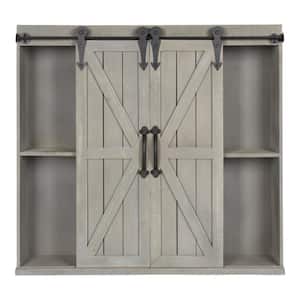 Cates 8 in. x 30 in. x 28 in. Gray Wood Decorative 2-Door Cabinet Wall Shelf