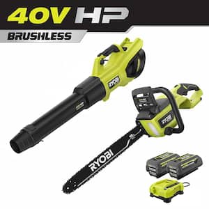 40V HP Brushless Cordless 190 MPH 730 CFM Leaf Blower and 18 in. Brushless Chainsaw w/ (2) 4.0 Ah Batteries and Charger