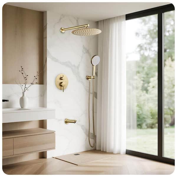 AKLFGN Double Handle 3-Spray Tub and Shower Faucet with 10 in