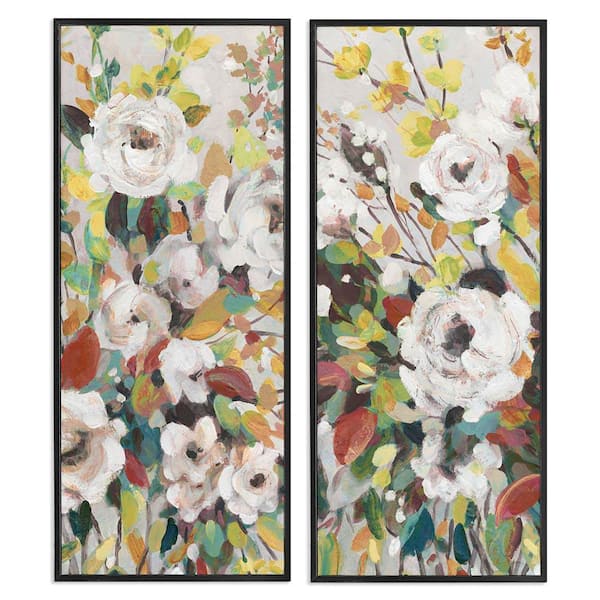 Stupell Industries Bright Cottage Gardens by Carol Robinson 2-Pieces Black Framed Nature Giclee Art Print 30 in. x 13 in.