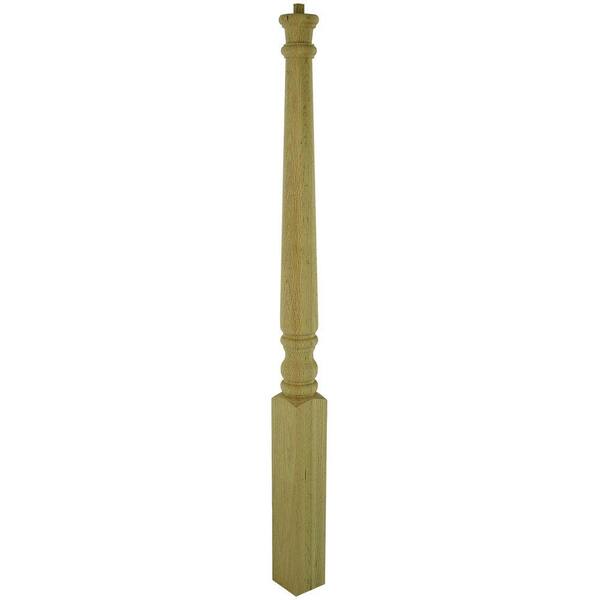 Stair Parts 4010 43 in. x 3 in. Unfinished Red Oak Starting Pin Top Newel