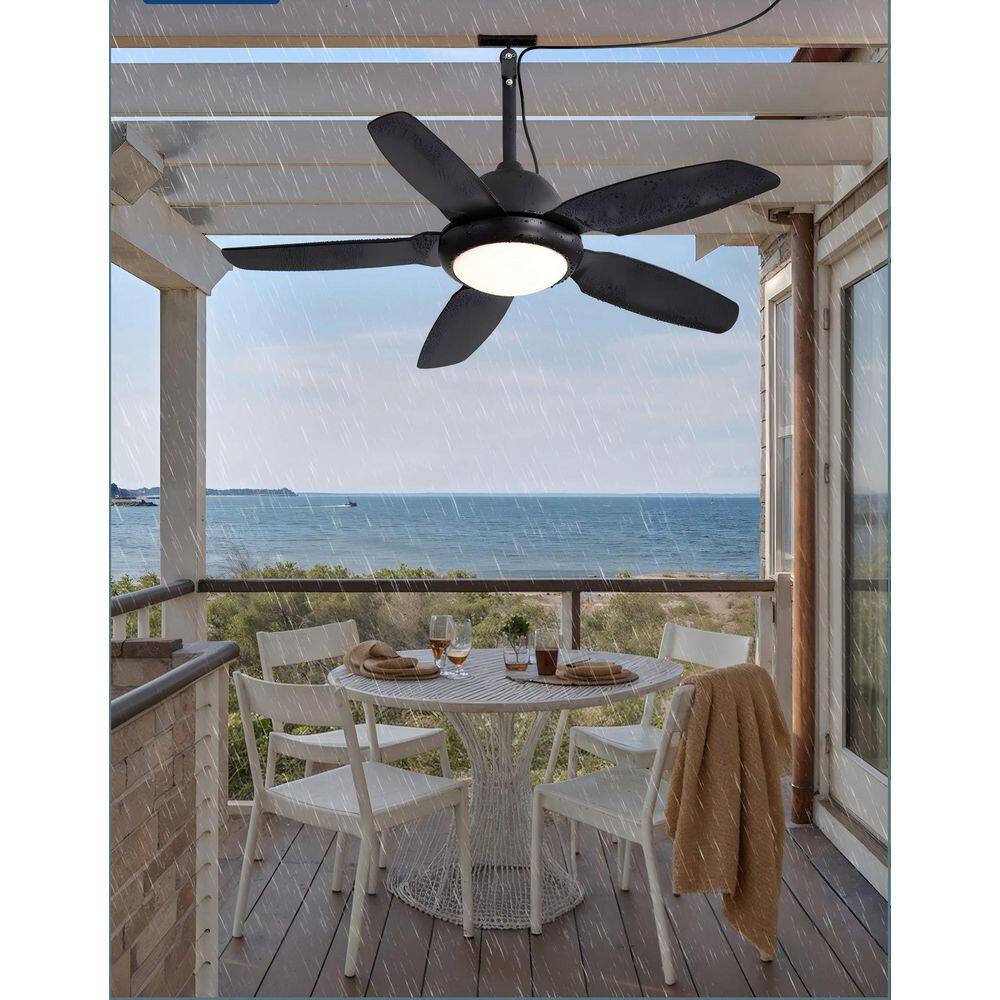 52 Inch Black Outdoor Ceiling Fans Waterproof Caged with 3 Color LED Light for Patios and Remote Control, 6 Speed price history on PriceWatchPro