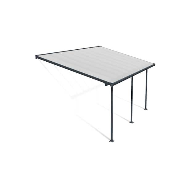 Feria 10 ft. x 18 ft. Gray/Clear Aluminum Patio Cover
