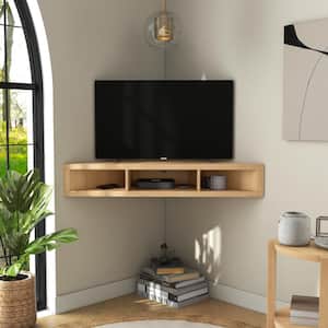 Emmeline 47 in. Gingko/Light Maple Particle Board Corner Floating TV Stand Fits TVs Up to 50 in. with Cable Management