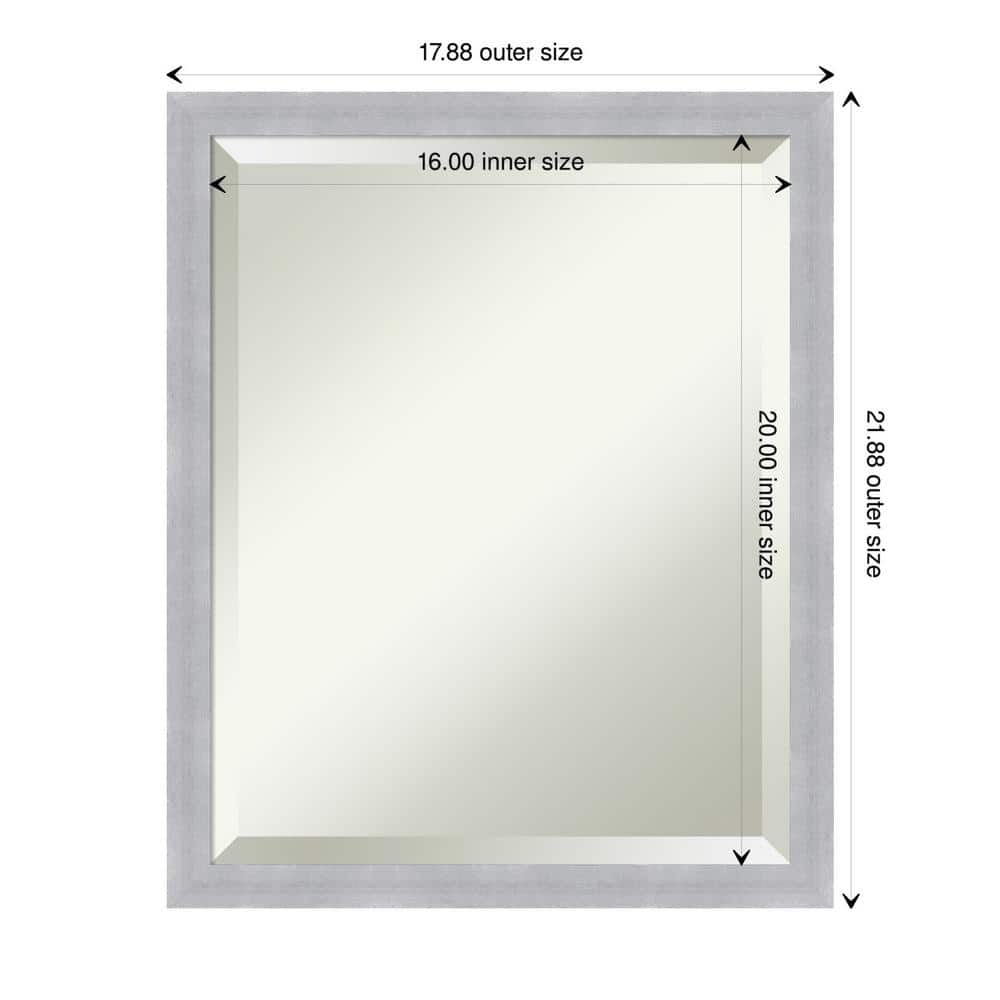 Grace Brushed Nickel Rectangular Wall Mirror with Silver Frame