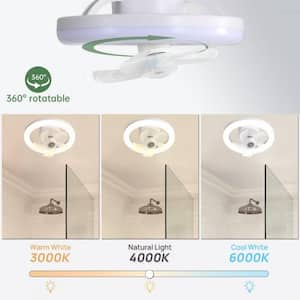 10 in. LED White Indoor Dimmable Flush Mount Ceiling Fan with Small Low Profile Ceiling Fan with Remote Control