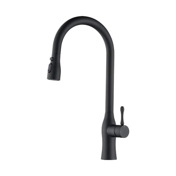 Single Handle Pull-Down Sprayer Kitchen Faucet with Spot Resistant in Matte Black
