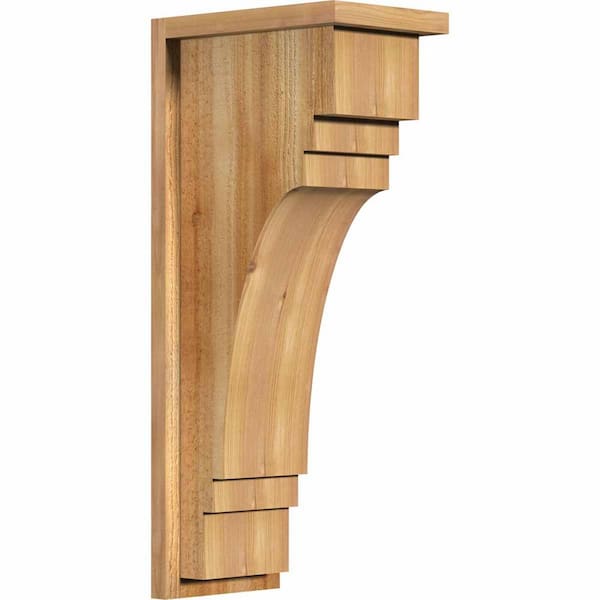 Ekena Millwork 8 in. x 12 in. x 28 in. Western Red Cedar Pescadero Rough Sawn Corbel with Backplate