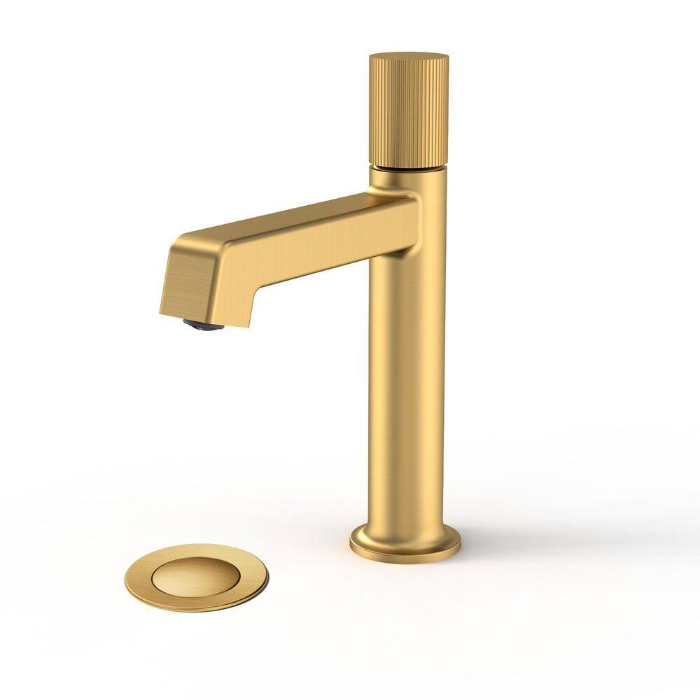 Single Handle Single Hole Bathroom Sink Faucet with Kurled Knob, Pop-up Drain in Brushed Gold (1-Pack) price history on PriceWatchPro