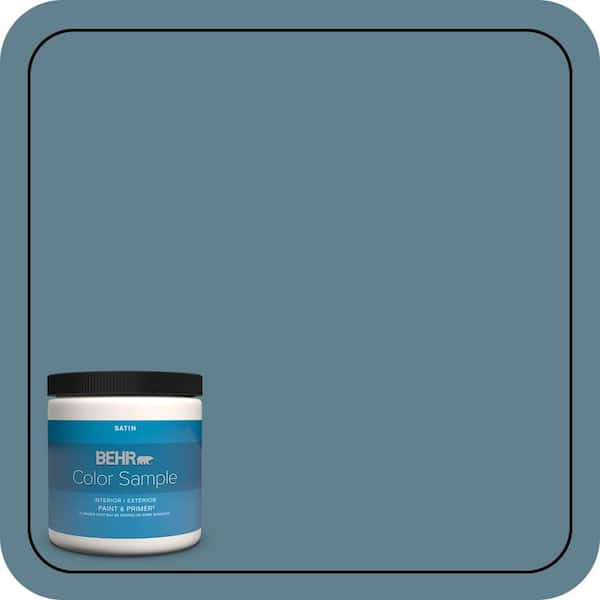 BEHR PREMIUM PLUS 8 oz. #S470-5 Blueprint Satin Enamel Interior/Exterior Paint & Primer Color Sample