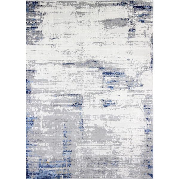 BASHIAN Carlyle Ivory/Blue 8 ft. x 10 ft. (7'6" x 9'6") Geometric Transitional Area Rug