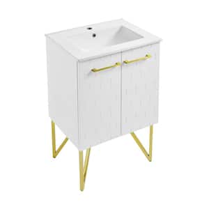 Annecy 24 in. W Bath Vanity in Galaxy White with Ceramic Vanity Top in Glossy White with White Basin