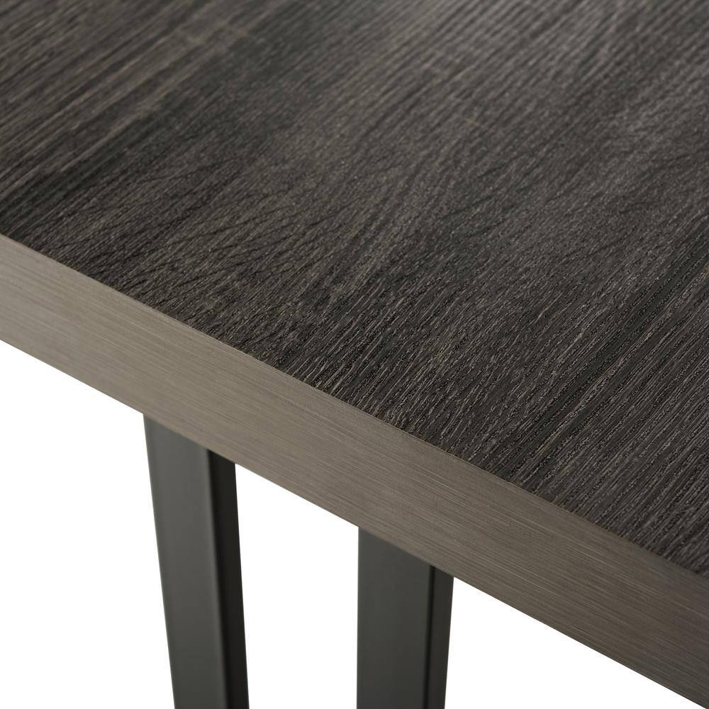 Transitional Square Wood and Metal Coffee Table in Brown/Gray