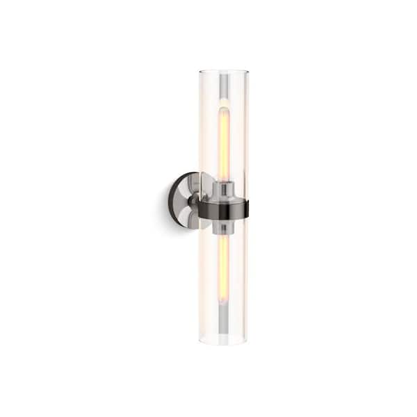 KOHLER Purist 22 in. 2-Light Wall Sconce in Titanium