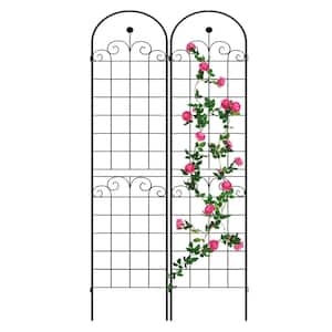 2-Pack 86.7 in. x 19.7 in. Metal Garden Trellis for Climbing Plants Rustproof Plant Support Rose Netting Trellis Black