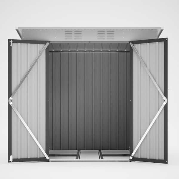 BTMWAY 6 ft. W x 4 ft. D Galvanized Steel Outdoor Metal Storage Shed with Double Doors (21 sq. ft.)
