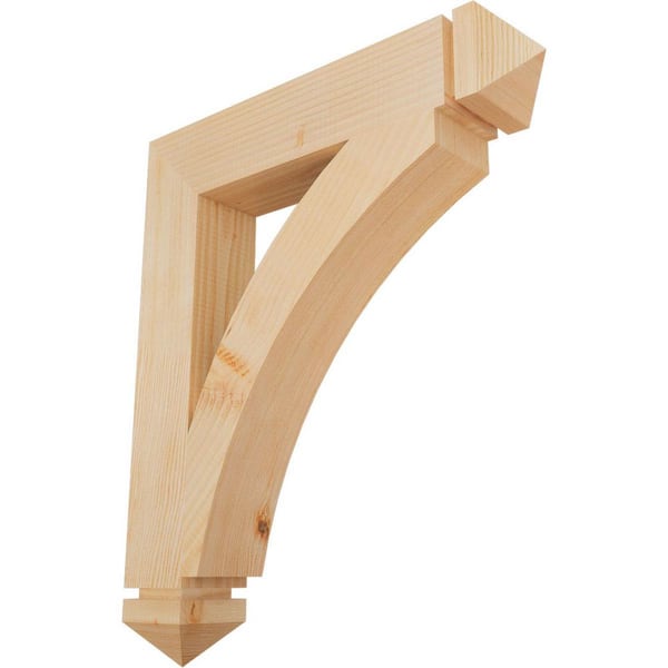 Ekena Millwork 3.5 in. x 26 in. x 22 in. Douglas Fir Thorton Arts and Crafts Smooth Bracket