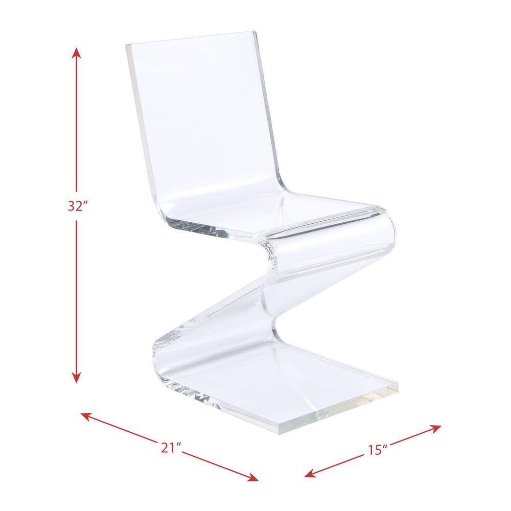 Clear Acrylic Z-Shaped Modern Side Chair