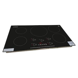 36 in. Smooth Ceramic 220-Volt Electric Induction Cooktop in Black with 5 Elements