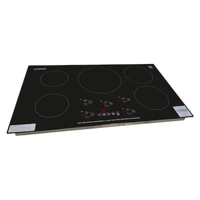 36 in. Smooth Ceramic Electric Induction Cooktop in Black with 5 Elements