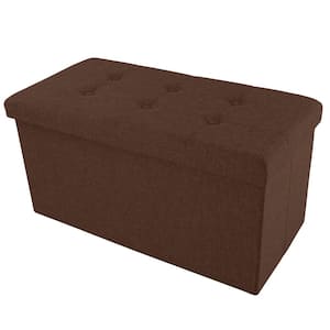 Brown Large Folding Storage Bench Ottoman with Removable Bin