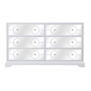 34 in. H x 60 in. W x 20 in. D Timeless Home 6-Drawer in White Cabinet