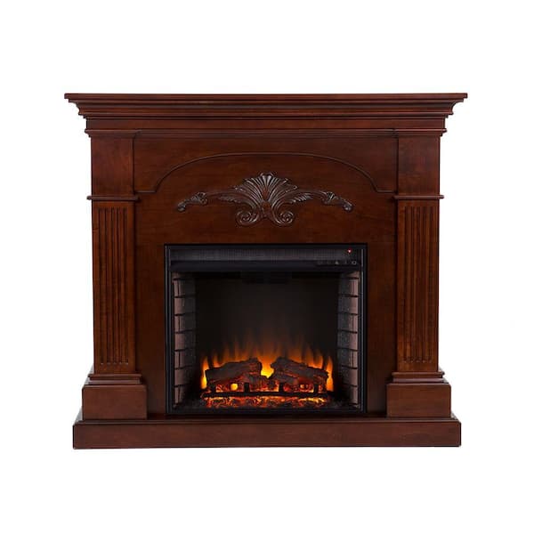 Southern Enterprises Dover 44.75 in. W Electric Fireplace in Mahogany