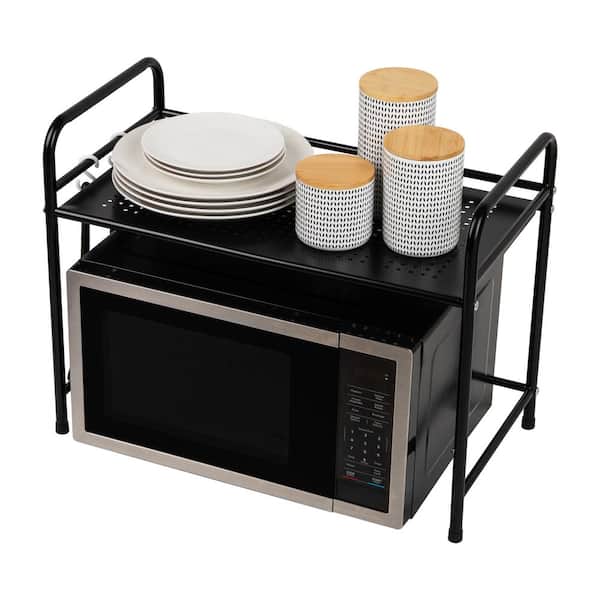 Flynama 4-storey Kitchen Storage Rack Vertical Microwave Oven Rack with Wheels for Kitchens Restaurants in Black