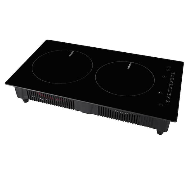 SKYSHALO Electric Cooktop, 2 Burners, 12 in. Induction Stove Top, Built-in Magnetic Cooktop 1800 W, 9 Heating Level Burner