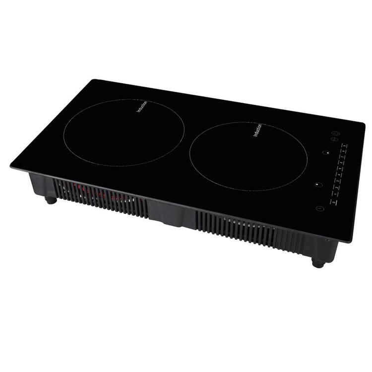 SKYSHALO Electric Cooktop, 2 Burners, 12 in. Induction Stove Top, Built-in Magnetic Cooktop 1800 W, 9 Heating Level Burner