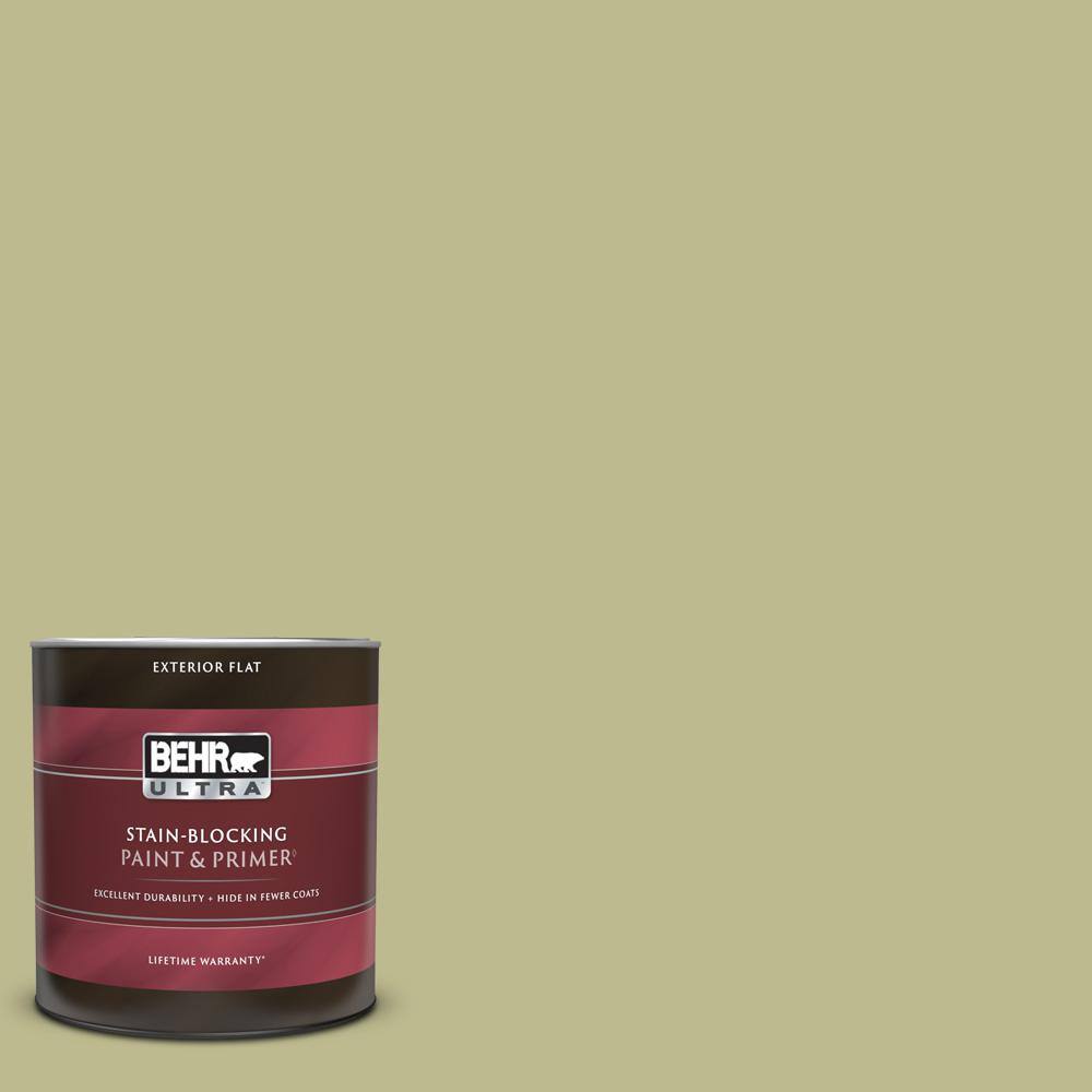 Behr Ultra 1 Qt S340 4 Back To Nature Flat Exterior Paint Primer The Home Depot