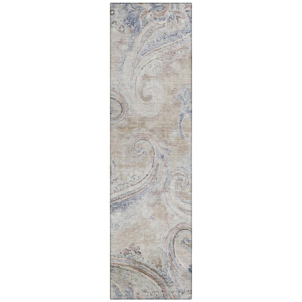 Chantille Machine Washable Indoor/Outdoor Abstract ACN2747 Beige 2 ft. x 7 ft. Runner Rug