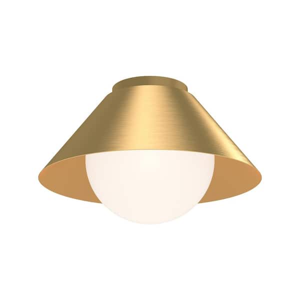ALORA MOOD Remy 14 in. 1 Light 60-Watt Brushed Gold/Opal Glass Flush Mount