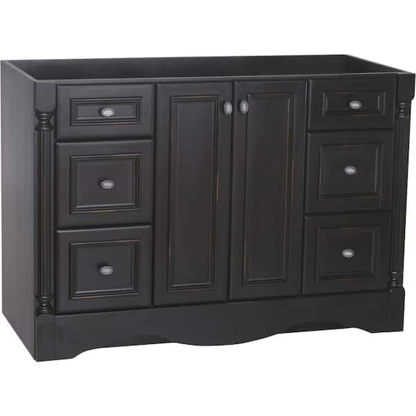 St. Paul Valencia 48 in. W x 21.38 in. D x 34 in. H Bath Vanity Cabinet without Top in Antique Black