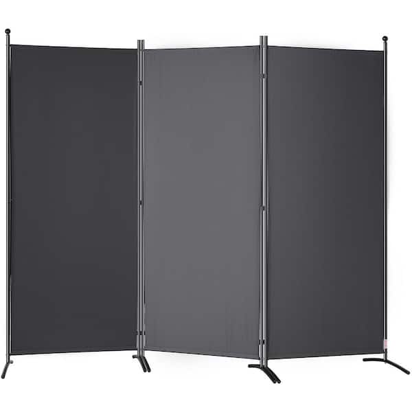VEVOR Room Divider 6.1 ft. Freestanding and Folding Privacy Screens 3 Panel for Office Bedroom Study (Dark Gray)