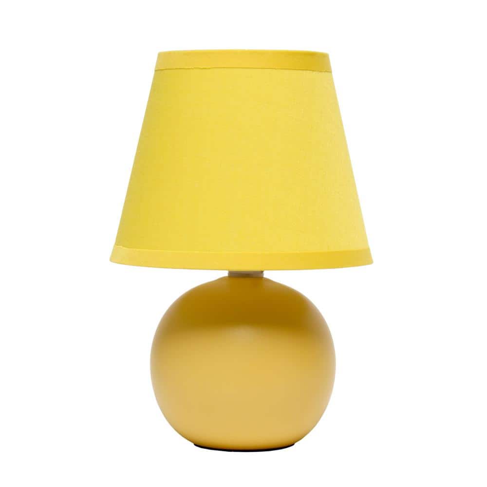 Creekwood Home 8.66 in. Yellow Traditional Petite Ceramic Orb Base Bedside  Table Desk Lamp with Matching Tapered Drum Fabric Shade CWT-2004-YL - The