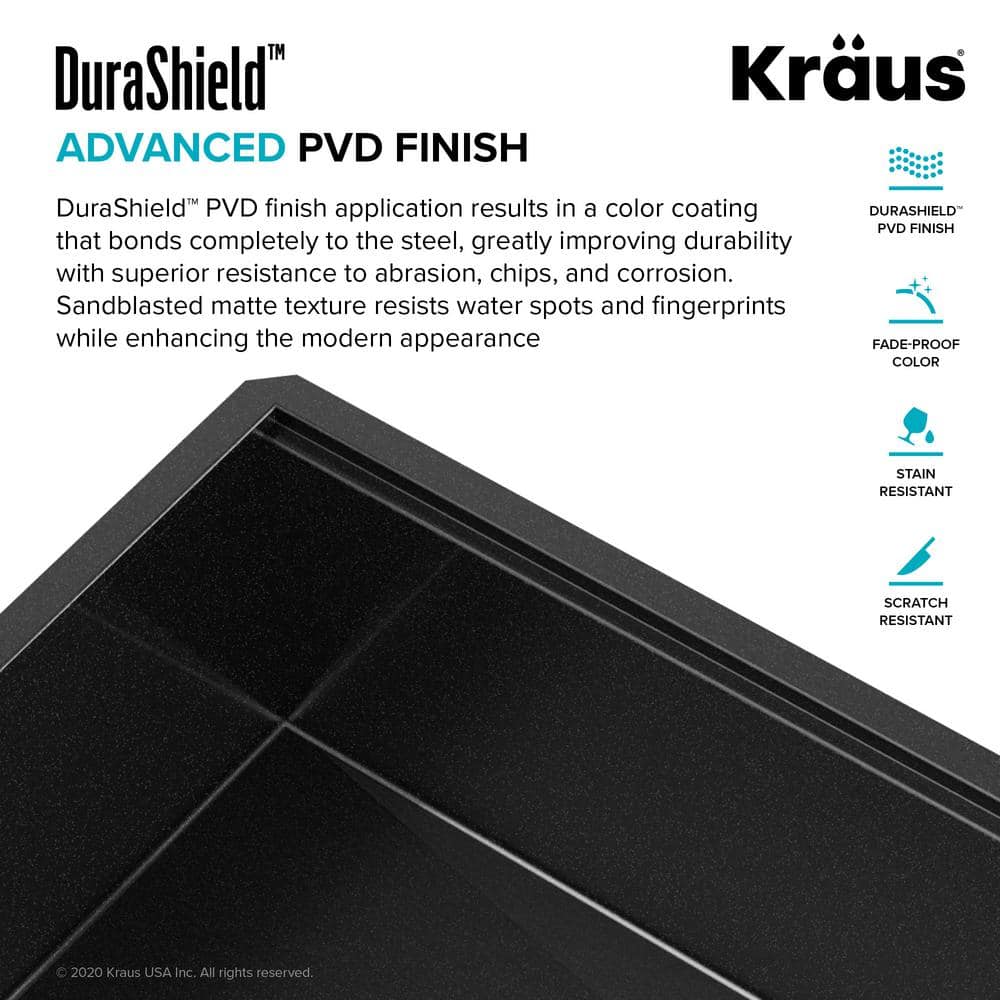 Kore 33" Black Stainless Steel Drop-In Single Bowl Kitchen Sink