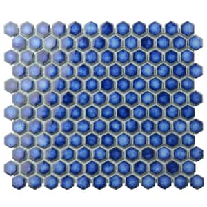 Hudson 1" Hex Sapphire 11-7/8 in. x 13-1/4 in. Porcelain Mosaic Tile (11.2 sq. ft./Case)
