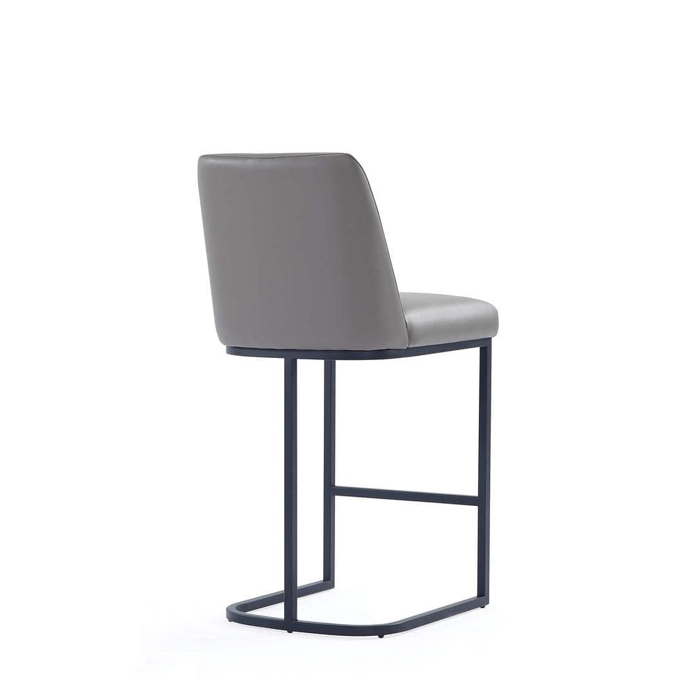Gray Leatherette and Metal Counter Height Barstools, Set of 3