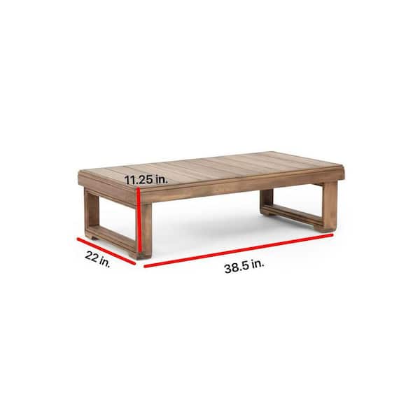 Brown Acacia Wood Rustic Outdoor Coffee Table with Natural Slat