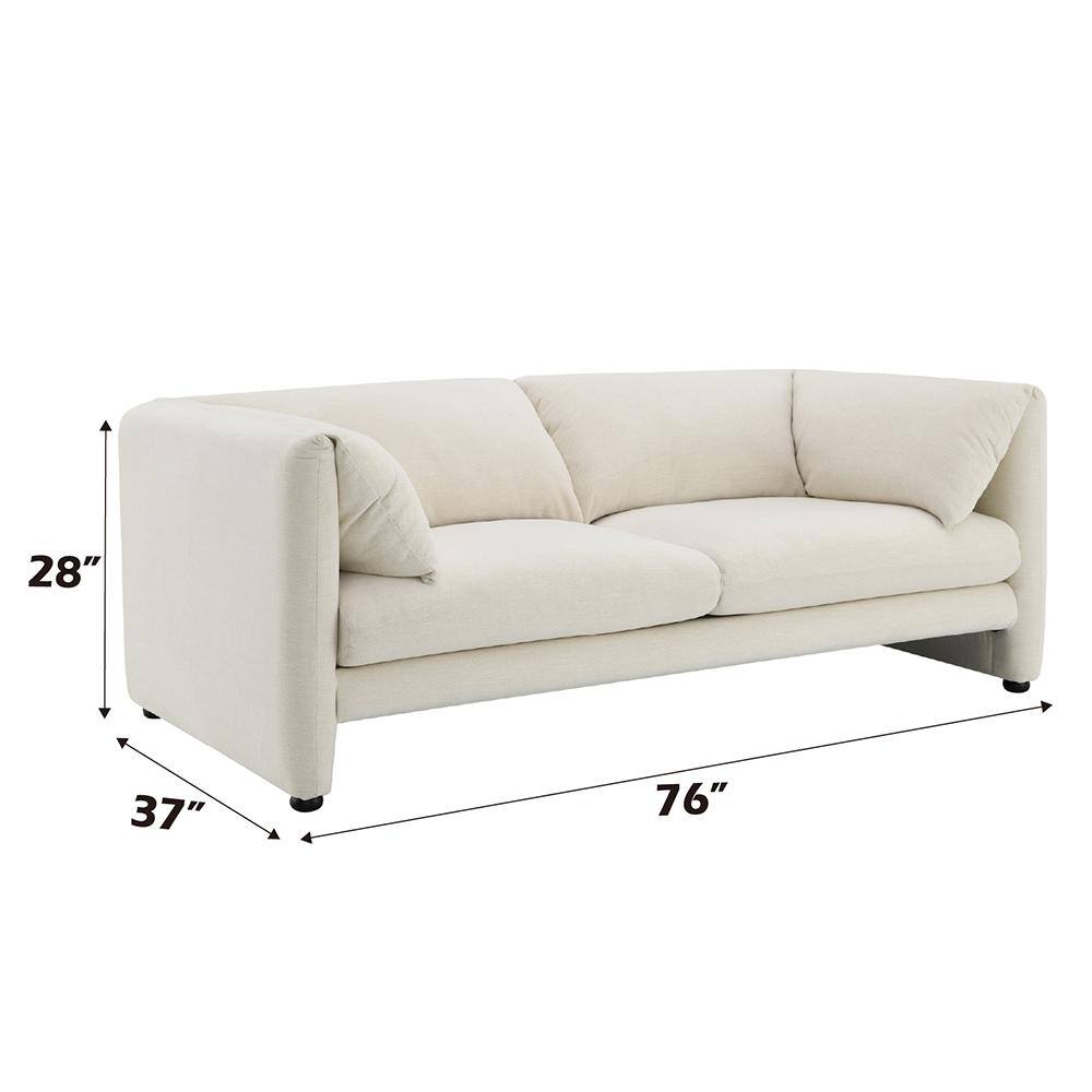 Beige Linen Tufted 2-Seat Loveseat with Wood Frame